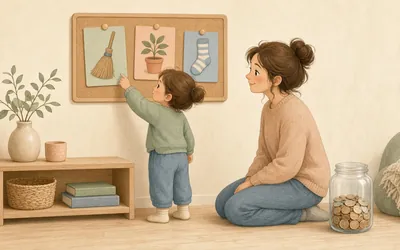 Illustration: Coin-op 'jobs board', Simple household jobs kids can choose to earn pocket money