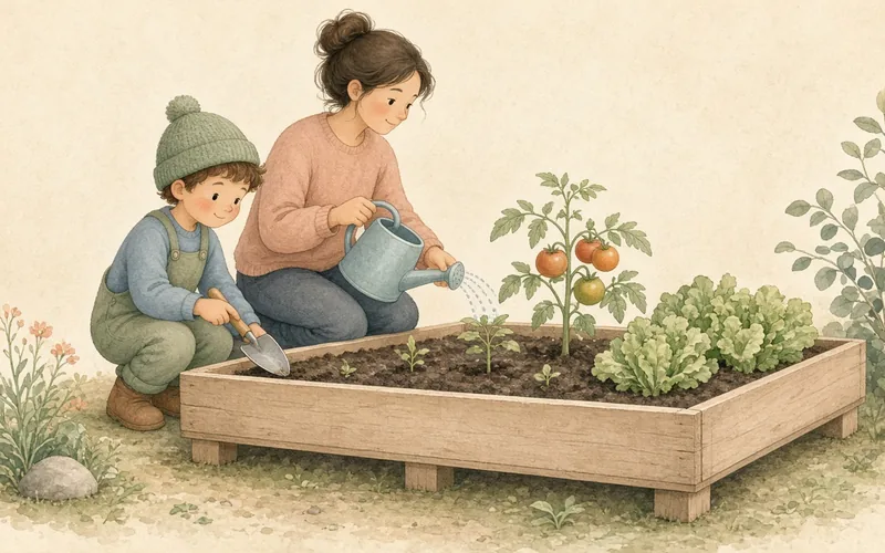 Illustration: Garden veggie patch, Give kids their own small patch or pot to grow food