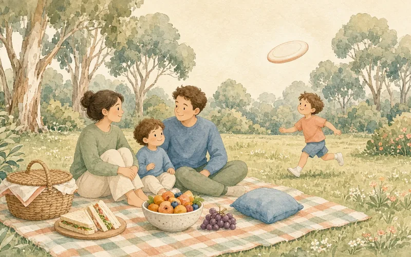 Illustration: Picnic at a new park, Pick a park you've never been to and pack lunch