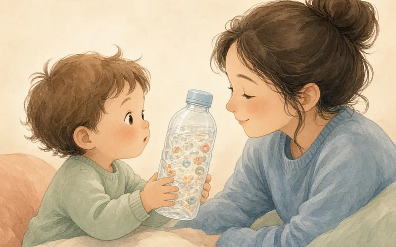 Illustration: Quick Make & Play Edible Sensory Bottle, An at-home hands-on activity idea from Hands On As We Grow: quick make & play edible sensory bottle